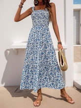 Perfee Frill Printed Square Neck Midi Cami Dress Light Blue OutfitFlow
